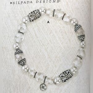 Silpada Sterling & Glass Stretch Bracelet B2413